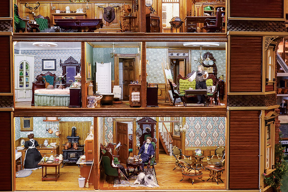 Fully furnished dollhouse at The Great American Dollhouse Museum in Danville, Kentucky (photo by Jon Sachs) Fully furnished dollhouse at The Great American Dollhouse Museum in Danville, Kentucky (photo by Jon Sachs)