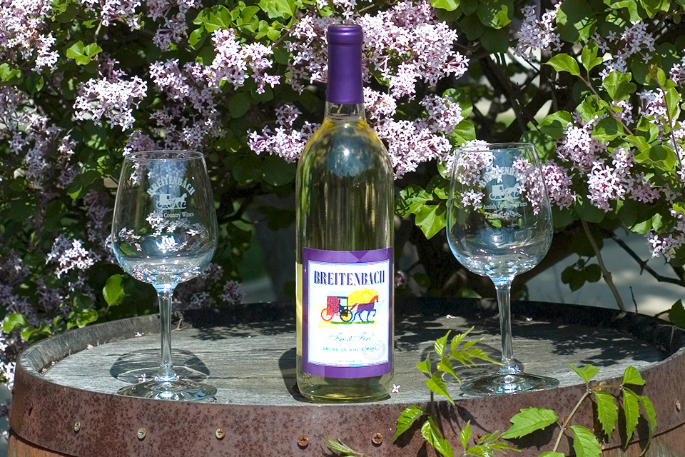 Bottle of wine at Breitenbach Wine Cellars in Dover (photo courtesy of Holmes County Tourism Bureau)